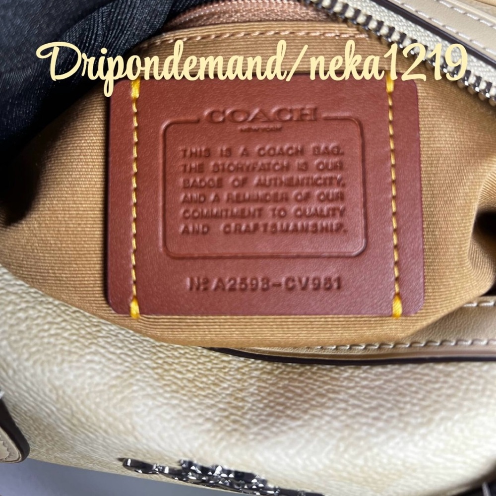 Coach Rowan Satchel Bag In Signature Canvas- Silver/Hay - Picture 9 of 15